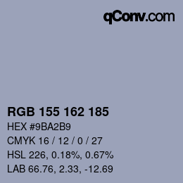 Color code: RGB 155 162 185 | qconv.com