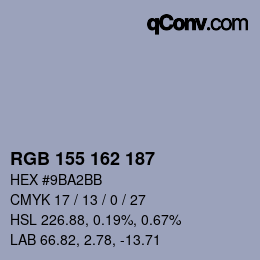 颜色代码: RGB 155 162 187 | qconv.com