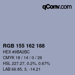 Color code: RGB 155 162 188 | qconv.com