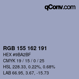 Color code: RGB 155 162 191 | qconv.com