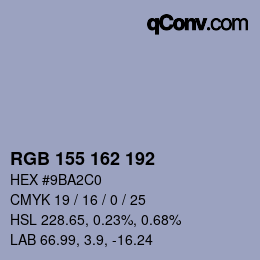 Color code: RGB 155 162 192 | qconv.com