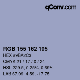 カラーコード: RGB 155 162 195 | qconv.com