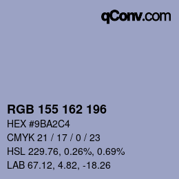 Color code: RGB 155 162 196 | qconv.com