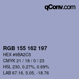 颜色代码: RGB 155 162 197 | qconv.com
