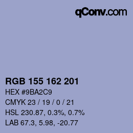 Color code: RGB 155 162 201 | qconv.com