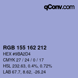 Color code: RGB 155 162 212 | qconv.com