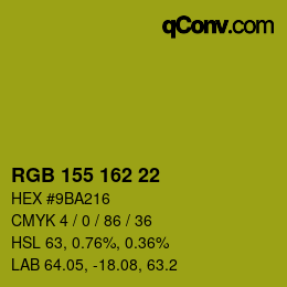 Color code: RGB 155 162 22 | qconv.com