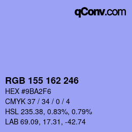 Color code: RGB 155 162 246 | qconv.com