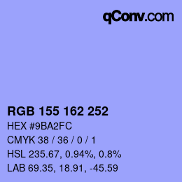 Color code: RGB 155 162 252 | qconv.com