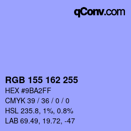 カラーコード: RGB 155 162 255 | qconv.com