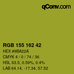 颜色代码: RGB 155 162 42 | qconv.com