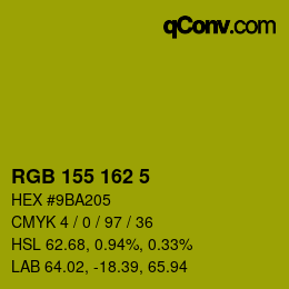 Color code: RGB 155 162 5 | qconv.com