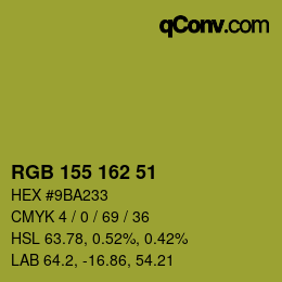 カラーコード: RGB 155 162 51 | qconv.com
