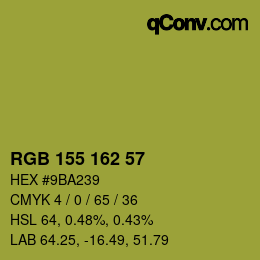 Color code: RGB 155 162 57 | qconv.com