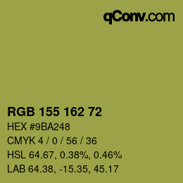 カラーコード: RGB 155 162 72 | qconv.com