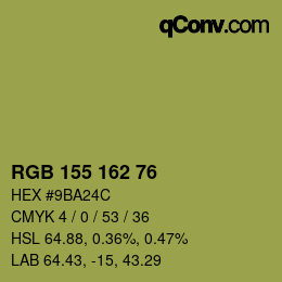カラーコード: RGB 155 162 76 | qconv.com