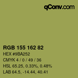 カラーコード: RGB 155 162 82 | qconv.com