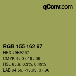カラーコード: RGB 155 162 87 | qconv.com