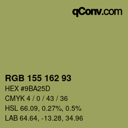 颜色代码: RGB 155 162 93 | qconv.com