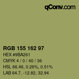 Color code: RGB 155 162 97 | qconv.com