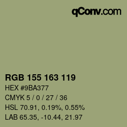 颜色代码: RGB 155 163 119 | qconv.com