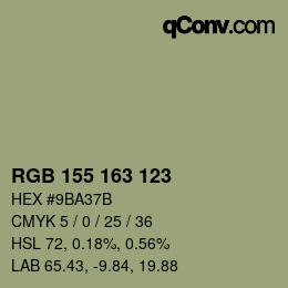 颜色代码: RGB 155 163 123 | qconv.com