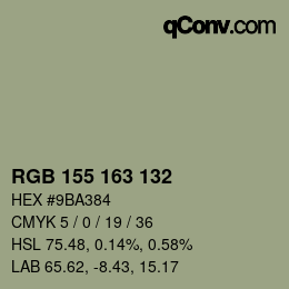 Color code: RGB 155 163 132 | qconv.com