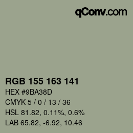 カラーコード: RGB 155 163 141 | qconv.com