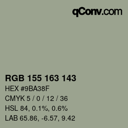 カラーコード: RGB 155 163 143 | qconv.com