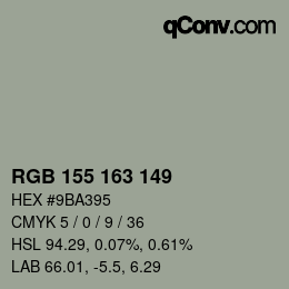 颜色代码: RGB 155 163 149 | qconv.com