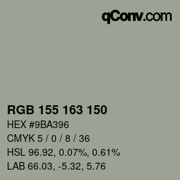 カラーコード: RGB 155 163 150 | qconv.com