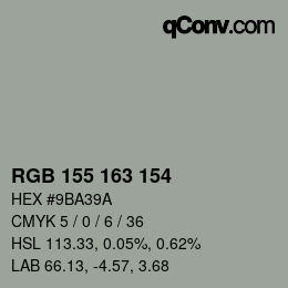 Color code: RGB 155 163 154 | qconv.com