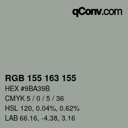 颜色代码: RGB 155 163 155 | qconv.com