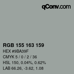 カラーコード: RGB 155 163 159 | qconv.com