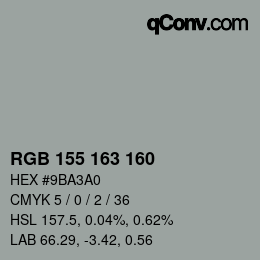 颜色代码: RGB 155 163 160 | qconv.com