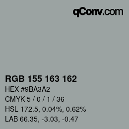 颜色代码: RGB 155 163 162 | qconv.com