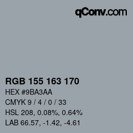 カラーコード: RGB 155 163 170 | qconv.com