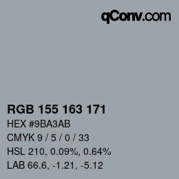 Color code: RGB 155 163 171 | qconv.com