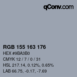 Color code: RGB 155 163 176 | qconv.com