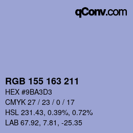 カラーコード: RGB 155 163 211 | qconv.com