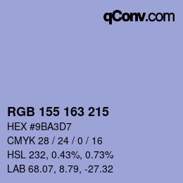 カラーコード: RGB 155 163 215 | qconv.com