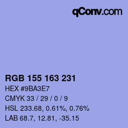 カラーコード: RGB 155 163 231 | qconv.com