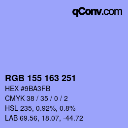 Color code: RGB 155 163 251 | qconv.com