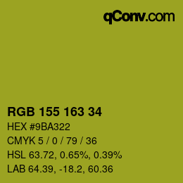 Color code: RGB 155 163 34 | qconv.com
