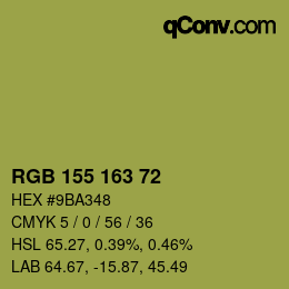 カラーコード: RGB 155 163 72 | qconv.com