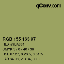 颜色代码: RGB 155 163 97 | qconv.com
