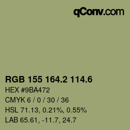 カラーコード: RGB 155 164.2 114.6 | qconv.com
