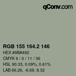 カラーコード: RGB 155 164.2 146 | qconv.com