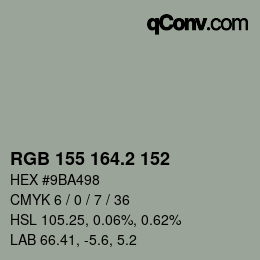 カラーコード: RGB 155 164.2 152 | qconv.com