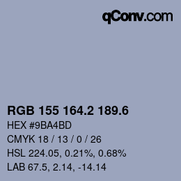 カラーコード: RGB 155 164.2 189.6 | qconv.com
